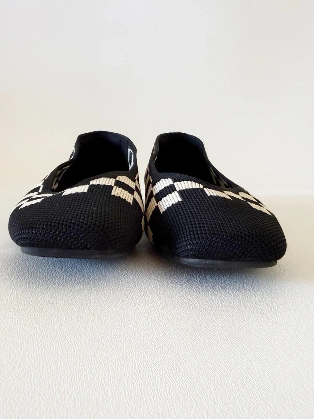 Vivaia Shoes Margot 2.0 Black & White Checker Knit Ballet Flats Chic Preppy 8